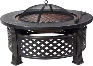 leayan garden fire pit portable grill barbecue rack outdoor fire pit – 31 inch large bonfire wood burning patio & backyard firepit for with spark screen with cover bbq cooking for camping backyard