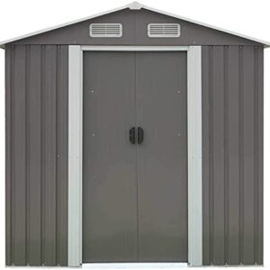 Kinpaw 6' x 4' Garden Storage Shed Heavy Duty Tool House Backyard Garage w/ Sliding Door (Gray)