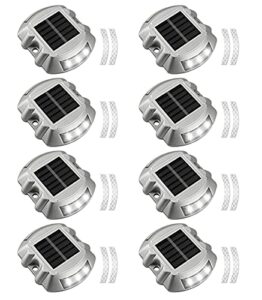 aponuo solar driveway lights, solar dock lights outdoor driveway lighting ip67 waterproof outdoor boat dock lamp for driveway stair pathway deck cool white （8 packs）