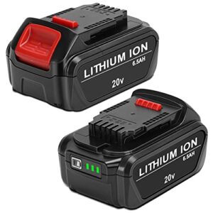 kunlun 2-pack 6.5ah 20v battery replacement compatible for de walt 20 volt max xr lithium ion battery pack dcb200 dcb201 dcb203 dcb204 dcb206 dcb207
