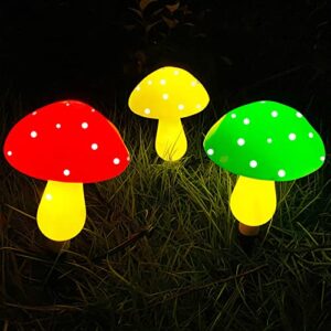 solar string lights outdoor, 8 modes solar mushroom string light, ip65 waterproof cute shaped mushroom fairy lights garden landscape lights, for yard, patio gazebo garden-1 pack of 3