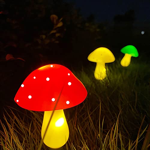 Solar String Lights Outdoor, 8 Modes Solar Mushroom String Light, IP65 Waterproof Cute Shaped Mushroom Fairy Lights Garden Landscape Lights, for Yard, Patio Gazebo Garden-1 Pack of 3