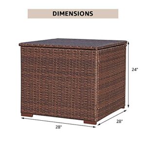 Super Patio Outdoor Patio Storage Box Waterproof, Wicker Storage Bin Deck Box for Cushions, Garden Tools, Pool Toys, 88 Gallon