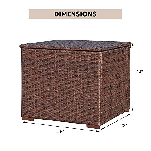 Super Patio Outdoor Patio Storage Box Waterproof, Wicker Storage Bin Deck Box for Cushions, Garden Tools, Pool Toys, 88 Gallon