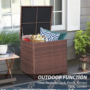 Super Patio Outdoor Patio Storage Box Waterproof, Wicker Storage Bin Deck Box for Cushions, Garden Tools, Pool Toys, 88 Gallon