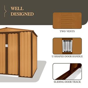 Oakmont Outdoor 4' × 6' Storage Shed Walk-in Garden Tool House with Double Sliding Doors, Yard Lawn (Yellow)