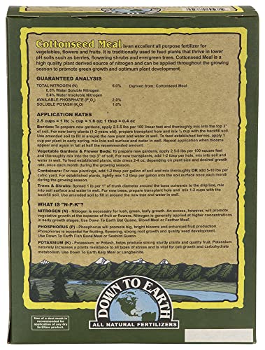 Down to Earth All Natural Cottonseed Meal Fertilizer 6-2-1, 5 lb