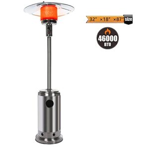 Garden Patio Heater,Outdoor Patio Heater,46000 BTU Propane Based Classic Design With Wheels,Easy Set Up,Commercial & Residential Tent Heater Camping Portable