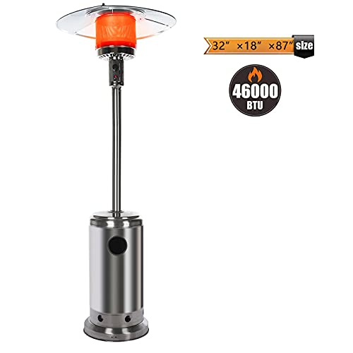 Garden Patio Heater,Outdoor Patio Heater,46000 BTU Propane Based Classic Design With Wheels,Easy Set Up,Commercial & Residential Tent Heater Camping Portable