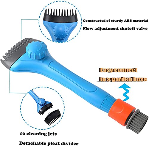 Wadoy Pool & Spa Filter Cartridge Cleaner Tool, Handheld Pool Filter Cleaning Tool Removes Debris and Dirt from Spa and Hot Tub Filters(with Adapter)