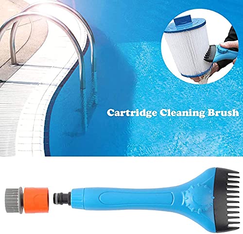 Wadoy Pool & Spa Filter Cartridge Cleaner Tool, Handheld Pool Filter Cleaning Tool Removes Debris and Dirt from Spa and Hot Tub Filters(with Adapter)