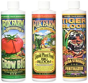 fox farm liquid nutrient trio soil formula – big bloom, grow big, tiger bloom pint size (pack of 3)