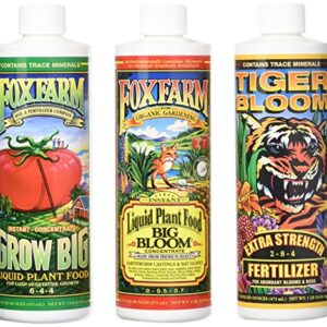 Fox Farm Liquid Nutrient Trio Soil Formula - Big Bloom, Grow Big, Tiger Bloom Pint Size (Pack of 3)