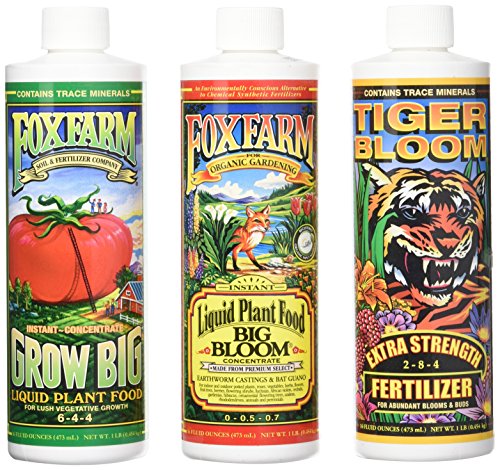 Fox Farm Liquid Nutrient Trio Soil Formula - Big Bloom, Grow Big, Tiger Bloom Pint Size (Pack of 3)