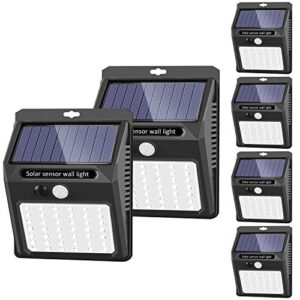 sezac solar lights outdoor [6 pack/3 working mode], solar security lights solar motion sensor lights wireless ip 65 waterproof outdoor lights for garden fence patio garage (42 led)