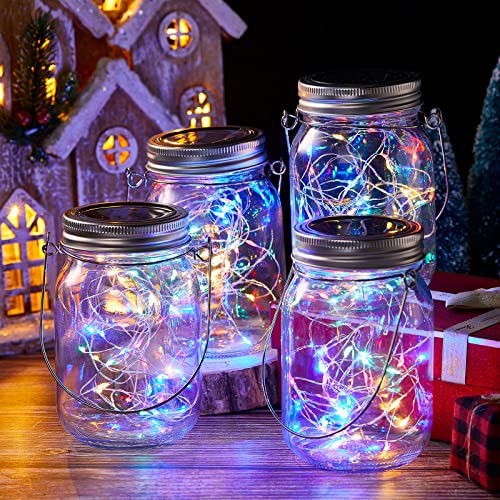 20 Sets Solar Mason Jar Lights 30 LED Fairy Lights with Jar Lid Waterproof Lantern String Lights with 20 Hangers for Outdoor Yard Patio Lawn Garden Wedding Decoration Christmas, Jars Not Included