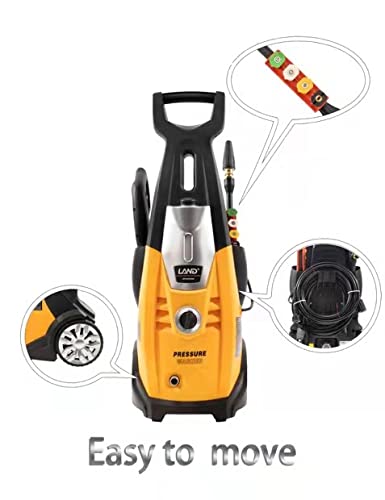 LAND Pressure Washer, Max 3000 PSI Electric Power Washer, Professional Washer Cleaner,1800W High Pressure Washer with 6 Hose Nozzles Suitable for Cleaning Cars, Gardens, Fences and Outdoor Floors