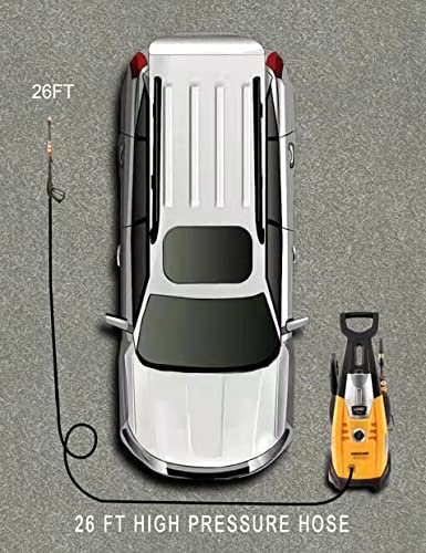 LAND Pressure Washer, Max 3000 PSI Electric Power Washer, Professional Washer Cleaner,1800W High Pressure Washer with 6 Hose Nozzles Suitable for Cleaning Cars, Gardens, Fences and Outdoor Floors