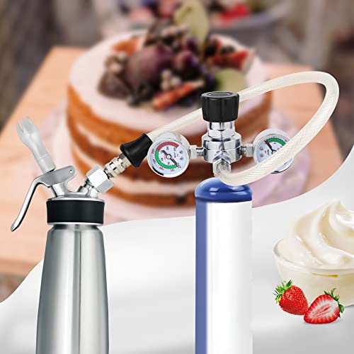 Improved Whipped Cream Pressure Regulator Valve with Upgraded Adapter & Hose Line, Pressure Regulating Valve for Whipped Cream Chargers 0.95 Liter 580g Tank (Valve -2)