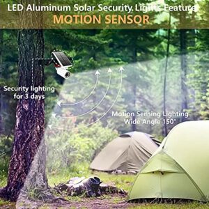 Solar Motion Security Lights Outdoor Camping Aluminum 9W 1400-Lumen (130W Equi.) LED Solar Flood Spot Lights for Patio Path Porch Garden Camp, 100-Week Protection for 100% Free(White)