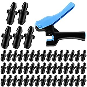 1 pcs drip irrigation tubing hole punch tool for easier 1/4 inch fitting emitter insertion and 50 drip irrigation plugs goof plugs for hose or tubing end caps puncture to insert fittings (fresh style)