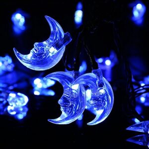 LuckLED Solar String Lights,20ft 30LED Ramadan Moon Fairy Solar Lights for Halloween,Christmas Outdoor,Garden,Home,Wedding,Party and Holiday Decorations [Blue]