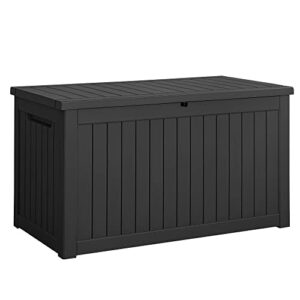 devoko xxl 230 gallon resin large deck box waterproof outdoor storage box loackable for patio furniture cushions, toys and garden tools(230 gallon, black)