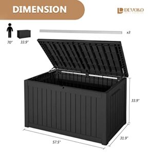 Devoko XXL 230 Gallon Resin Large Deck Box Waterproof Outdoor Storage Box Loackable for Patio Furniture Cushions, Toys and Garden Tools(230 Gallon, Black)