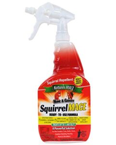 nature’s mace squirrel repellent 40oz spray/covers 1,400 sq ft/keep squirrels & chipmunks from destroying trees, planters and bird feeders/safe to use around children & plants
