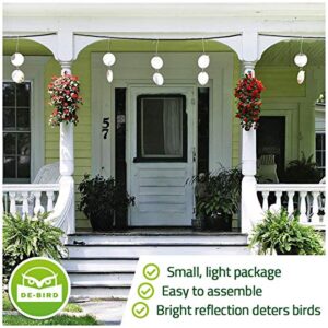 De-Bird Bundle Includes: 8 pk Reflective Repellent Disks & Heavy Duty Bird Netting to Keep Away Woodpecker, Pigeons, and Protect Plants & Fruit Trees