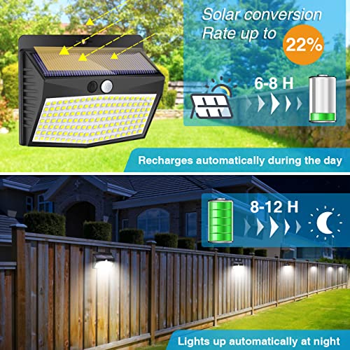 Peasur Solar Outdoor Lights, [138 LED/6 Packs] Solar Motion Sensor Security Lights with 3 Lighting Modes Wireless Solar Wall Lights Waterproof Solar Powered Lights for Garden Fence Yard Deck Garage