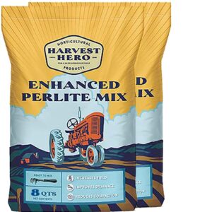 harvest hero enhanced perlite soil mix with diatomaceous earth & essential nutrients – promotes robust & vigorous growth for indoor & outdoor plants, transplanting, garden beds & seedlings (16 qt)