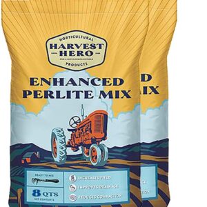 Harvest Hero Enhanced Perlite Soil Mix with Diatomaceous Earth & Essential Nutrients – Promotes Robust & Vigorous Growth for Indoor & Outdoor Plants, Transplanting, Garden Beds & Seedlings (16 QT)