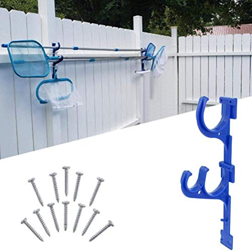 Swim Pool Pole Hanger, Swimming Pool Hooks Holder with Screws Plastic Hook for Telescopic Poles Skimmers Vacuum Hose Nets Brushes Support Hangers Garden Tools Accessories