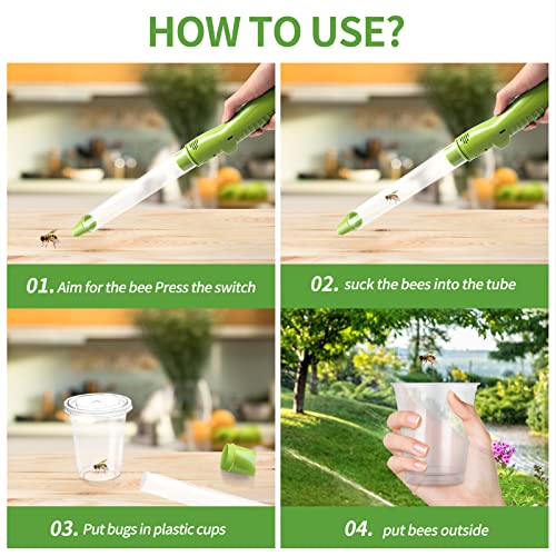 TAISHAN Handheld Vacuum Bug Insect Traps Spider Catcher Eco-Friendly Catch with LED Flashlight Catcher with USB Recharger Household Catch Insect Sucking Electronic Catcher,Pest,Beetle Roach