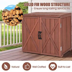 IRONMAX Outdoor Storage Cabinet, Garden Tool Shed with Magnetic Doors and Countertop, Wooden Small Storage Shed for Yard Deck Patio Backyard Poolside, 30’’ x 22’’ x 28.5’’