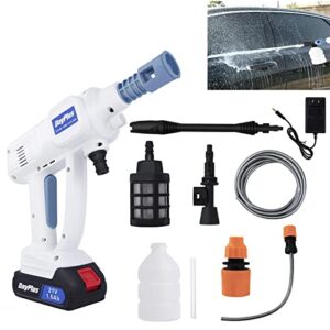 electric pressure washers, 21v cordless power washer electric powered car washer with adjustable nozzle, rechargeable battery, charger, 20ft hose, filter, for cars fences garden cleaning & watering