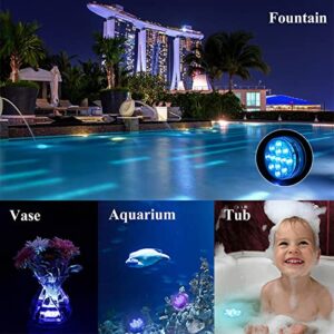 1PC Pool Lights Submersible LED Lights With Magnet And Suction Cups Remote Pool Lights IP68 Waterproof Underwater Timing With Pool Light for Pond Aquarium Fountain Bathtub Home Garden Decor (S, Clear)