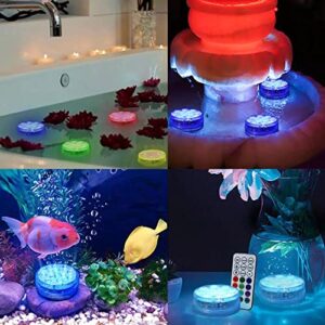 1PC Pool Lights Submersible LED Lights With Magnet And Suction Cups Remote Pool Lights IP68 Waterproof Underwater Timing With Pool Light for Pond Aquarium Fountain Bathtub Home Garden Decor (S, Clear)