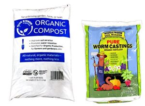 wiggle worm castings + blue ribbon organic compost omri combo (40-pound)