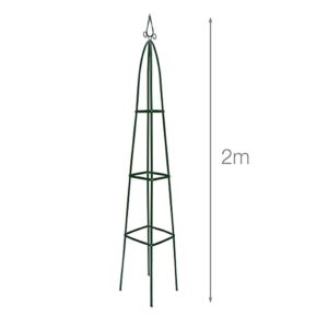 Relaxdays Obelisk Climbing Plant Support Garden Trellis 200cm, Green