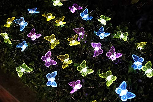 Joyathome Outdoor Solar String Lights Butterfly Decorative Fairy Lights, 17.7ft 36 Led Solar Butterfly Lights Outdoor Waterproof Garden Lights for Home Yard Outdoor Decoration (Cool White)