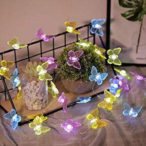 Joyathome Outdoor Solar String Lights Butterfly Decorative Fairy Lights, 17.7ft 36 Led Solar Butterfly Lights Outdoor Waterproof Garden Lights for Home Yard Outdoor Decoration (Cool White)