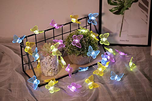 Joyathome Outdoor Solar String Lights Butterfly Decorative Fairy Lights, 17.7ft 36 Led Solar Butterfly Lights Outdoor Waterproof Garden Lights for Home Yard Outdoor Decoration (Cool White)