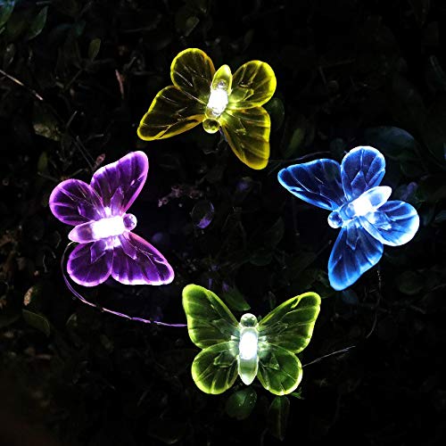 Joyathome Outdoor Solar String Lights Butterfly Decorative Fairy Lights, 17.7ft 36 Led Solar Butterfly Lights Outdoor Waterproof Garden Lights for Home Yard Outdoor Decoration (Cool White)