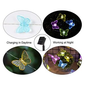 Joyathome Outdoor Solar String Lights Butterfly Decorative Fairy Lights, 17.7ft 36 Led Solar Butterfly Lights Outdoor Waterproof Garden Lights for Home Yard Outdoor Decoration (Cool White)