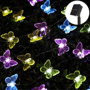 Joyathome Outdoor Solar String Lights Butterfly Decorative Fairy Lights, 17.7ft 36 Led Solar Butterfly Lights Outdoor Waterproof Garden Lights for Home Yard Outdoor Decoration (Cool White)