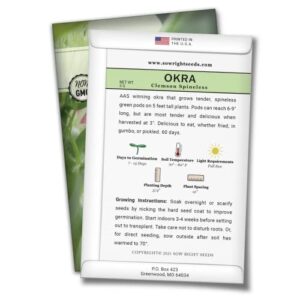 Sow Right Seeds - Okra Seed Collection for Planting - Burgundy, Clemson, and Emerald Varieties Non-GMO Heirloom Packet with Instructions to Plant a Home Vegetable Garden - Great Gardening Gift