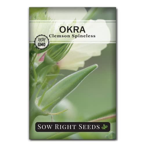 Sow Right Seeds - Okra Seed Collection for Planting - Burgundy, Clemson, and Emerald Varieties Non-GMO Heirloom Packet with Instructions to Plant a Home Vegetable Garden - Great Gardening Gift