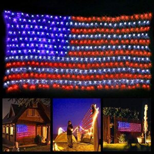 420 led american advanced flag string lights, waterproof led flag net light of the united states for yard,garden decoration, festival, holiday, party decoration,christmas decorations (plug in power)